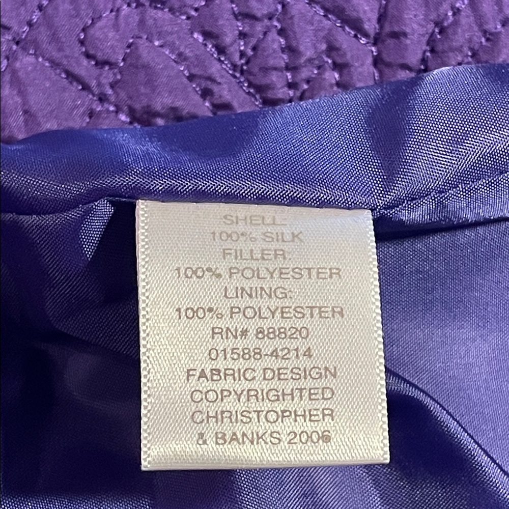 Christopher & Banks Purple Quilted Vest Size L - Picture 5 of 5